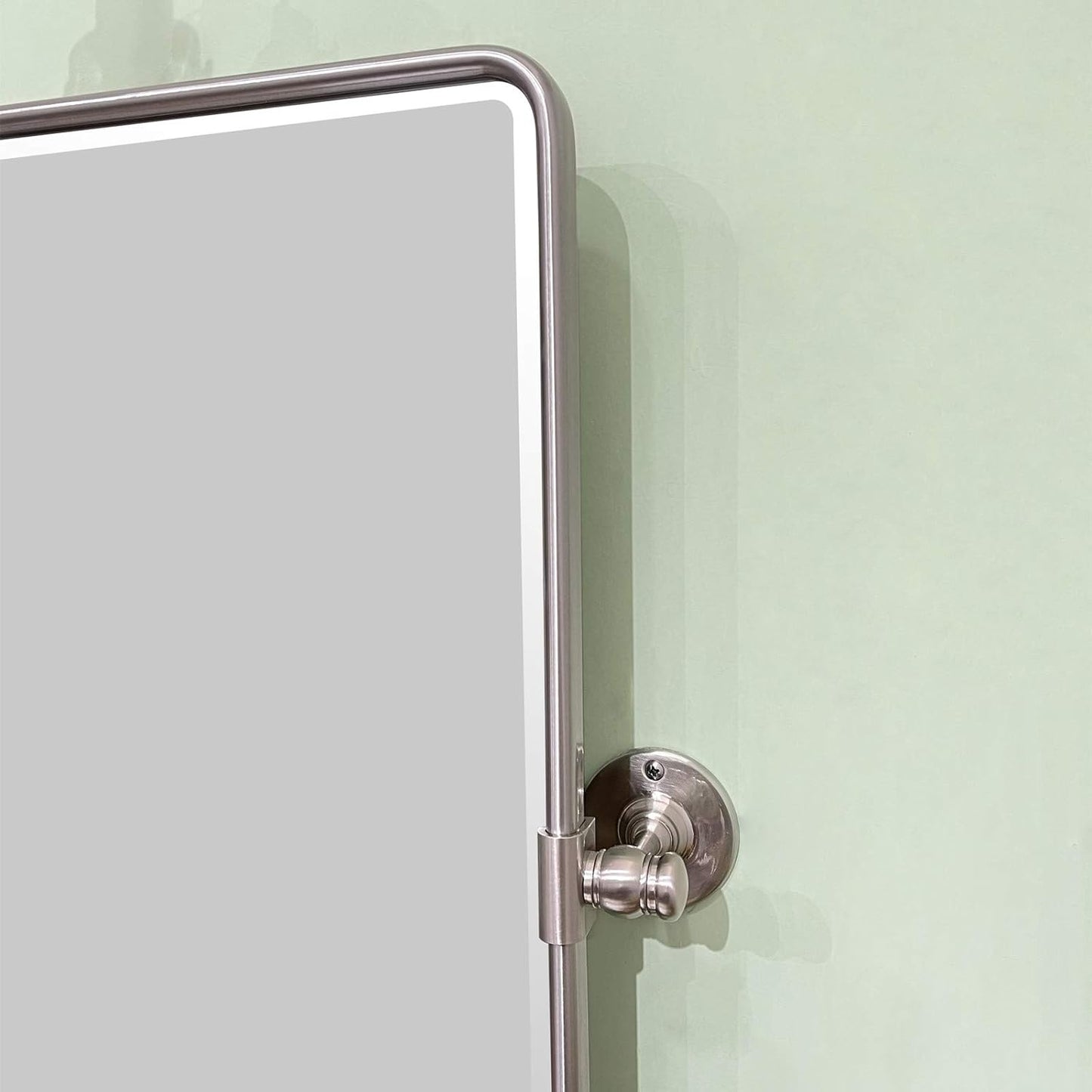 TEHOME 24 x 38'' Horizontal Farmhouse Brush Nickel Metal Framed Pivot Rectangle Bathroom Mirror Tilting Beveled Vanity Mirrors for Wall
