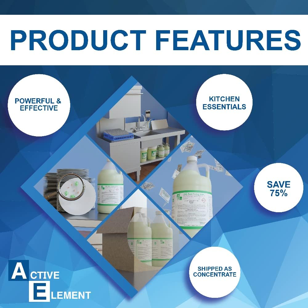 Dish Chlorine Concentrate - Food Contact Surfaces- Commercial Dishwasher - No Rinse - Food Service Kitchen - Multi-Use - Makes one 5-Gallon Pails (Diluted Further to 1,280 Gallons)