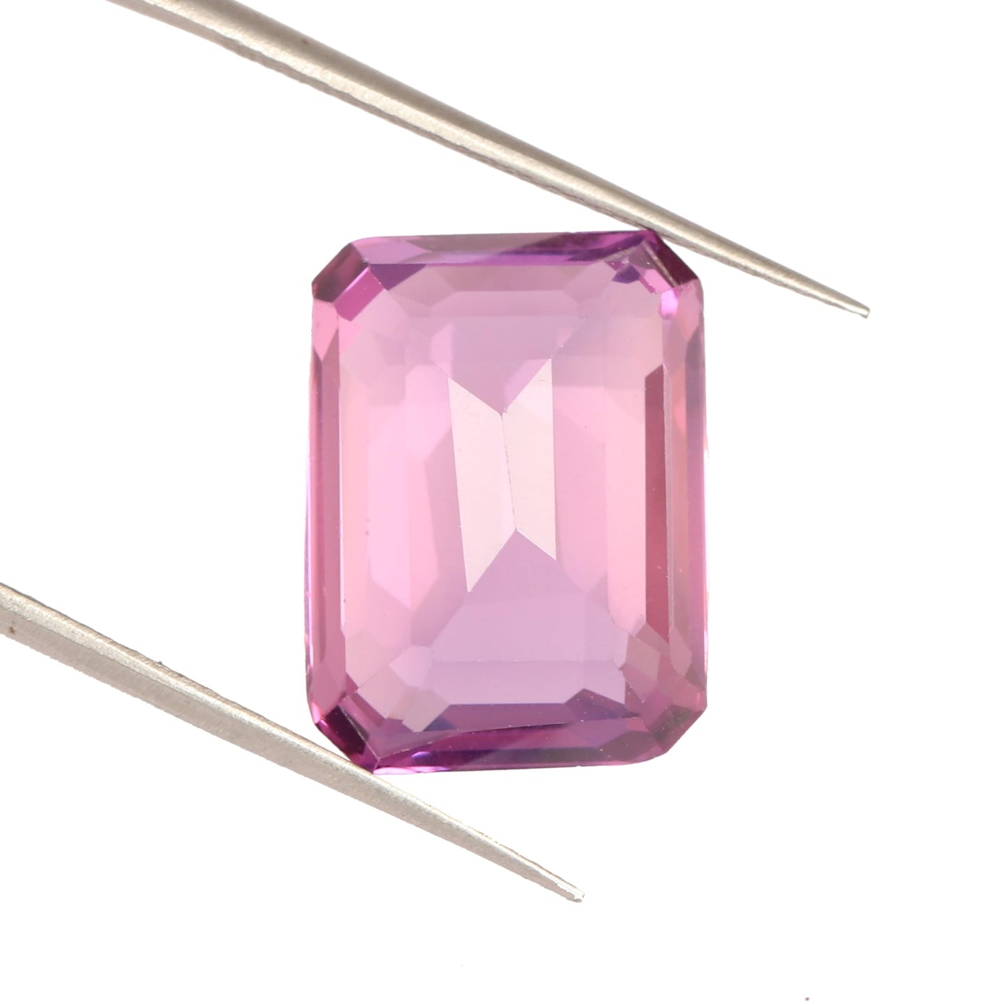 REAL-GEMS AAA+ 14.9 Carat Pink Kunzite Emerald Faceted Cut Loose Gemstone for Jewelry Making