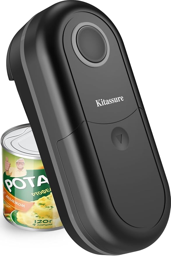 Handsfree One Touch Electric Can Opener Easy and Fast Flex Side Cut All Can Sizes, Automatic Handheld Battery Operated Kitchen Gadget Gift with Smooth Edge Safety for Seniors & Arthritis