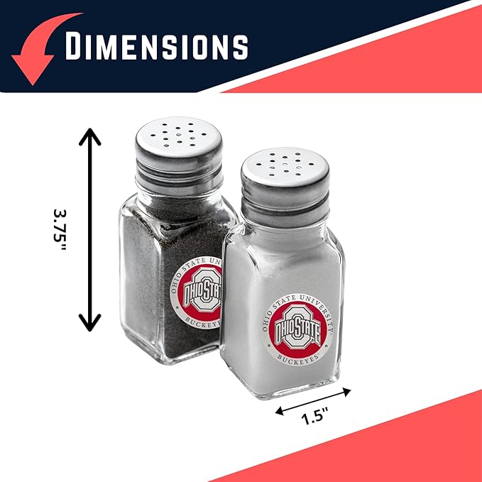Heritage Pewter Ohio State University Salt and Pepper Shaker Set of 2 Bottles | Expertly Crafted Pewter Glass