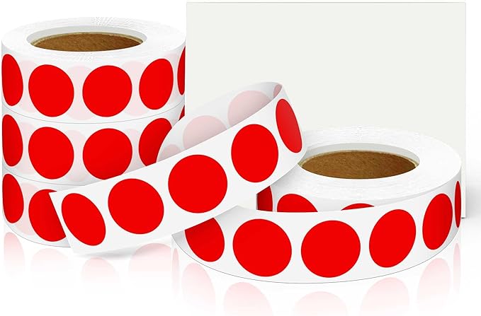 0.75 Inch 4 Rolls of 4000 Colorful Dots Sealing Stickers,3/4" Round Permanent Adhesive Color Coding Labels,Red Dots Stickers for Home Decorative, Storage Bins, Moving Containers & Organization