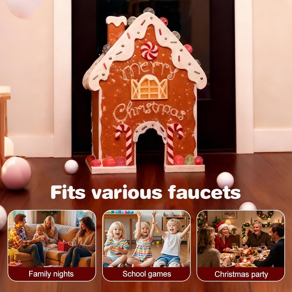 Gingerbread Golf Game Set, 2026 New Christmas Mini Golf Course with Candy Cane Clubs 6 Balls, Funny Indoor Gingerbread House Golf Game Kit for Family Holiday Party (1set 6balls)