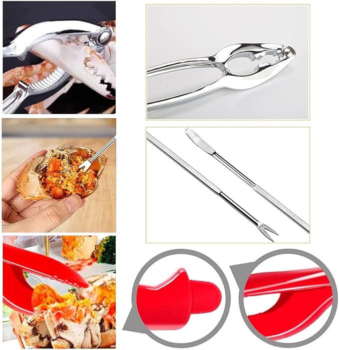 32 PCS Seafood Tools Include Crab Crackers, Seafood Scissors,Oyster Knife, Shrimp Deveiner Tool,Lobster Sheller, Crab Hammer,and Shellfish Forks,Sauce Cups and Nutcracker Set
