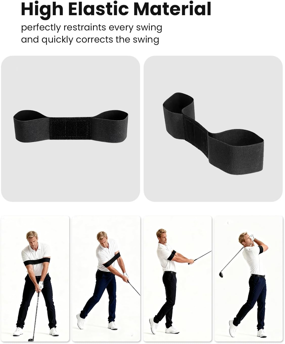 Golf Grip Trainer & Swing Correcting Arm Band, Golf Training Aid Combo- Enhance Grip Strength, Swing Technique and Correct Hand Position