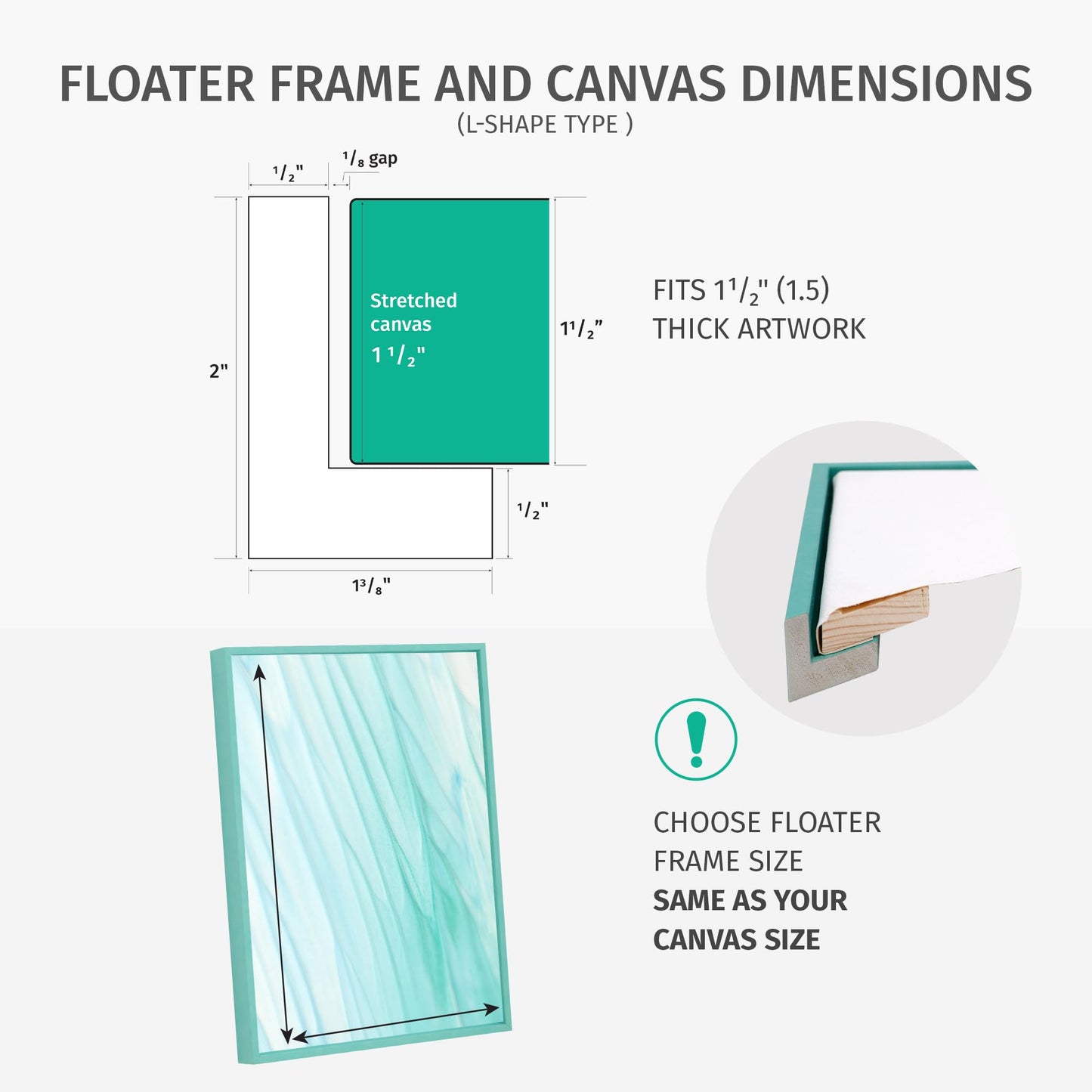 Pixy Canvas Floater Frame 8x10 for 1-1/2 (1.5) inch Deep Canvas Paintings/Canvas Prints/Wood Canvas Panels/Wall Art/Wall Decor/Home Decor/Artwork (Antique Silver, 8 x 10 inch, Portrait)