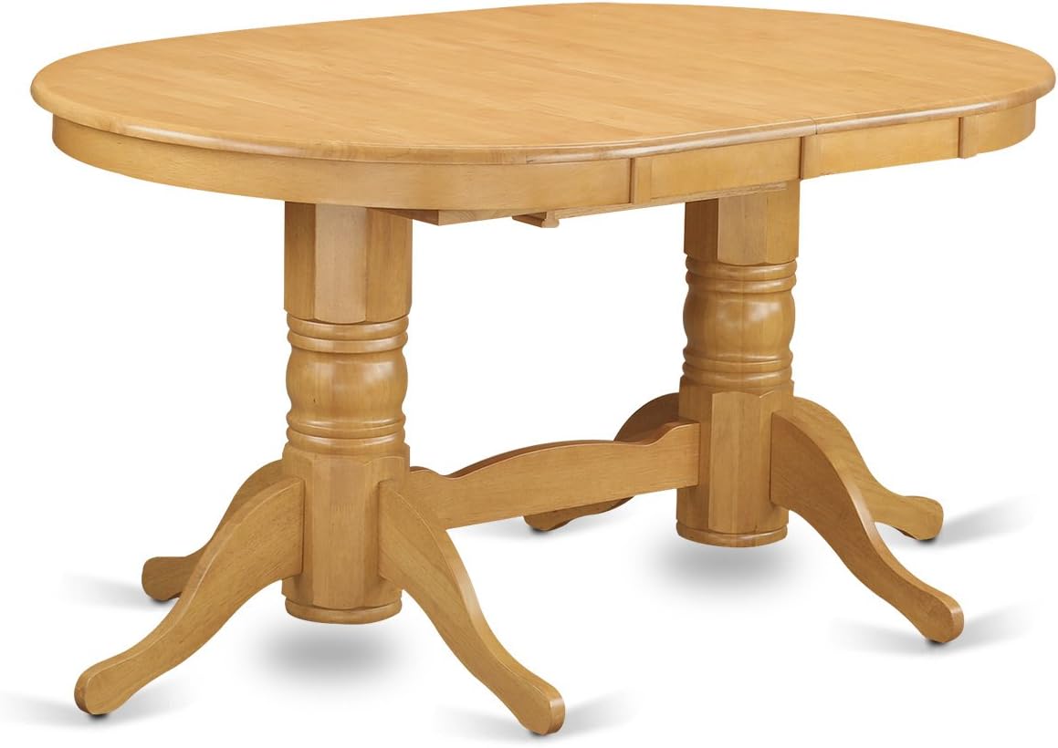 East West Furniture VANO7-OAK-W 7 Piece Dining Set Consist of an Oval Dining Room Table with Butterfly Leaf and 6 Wood Seat Chairs, 40x76 Inch, Oak