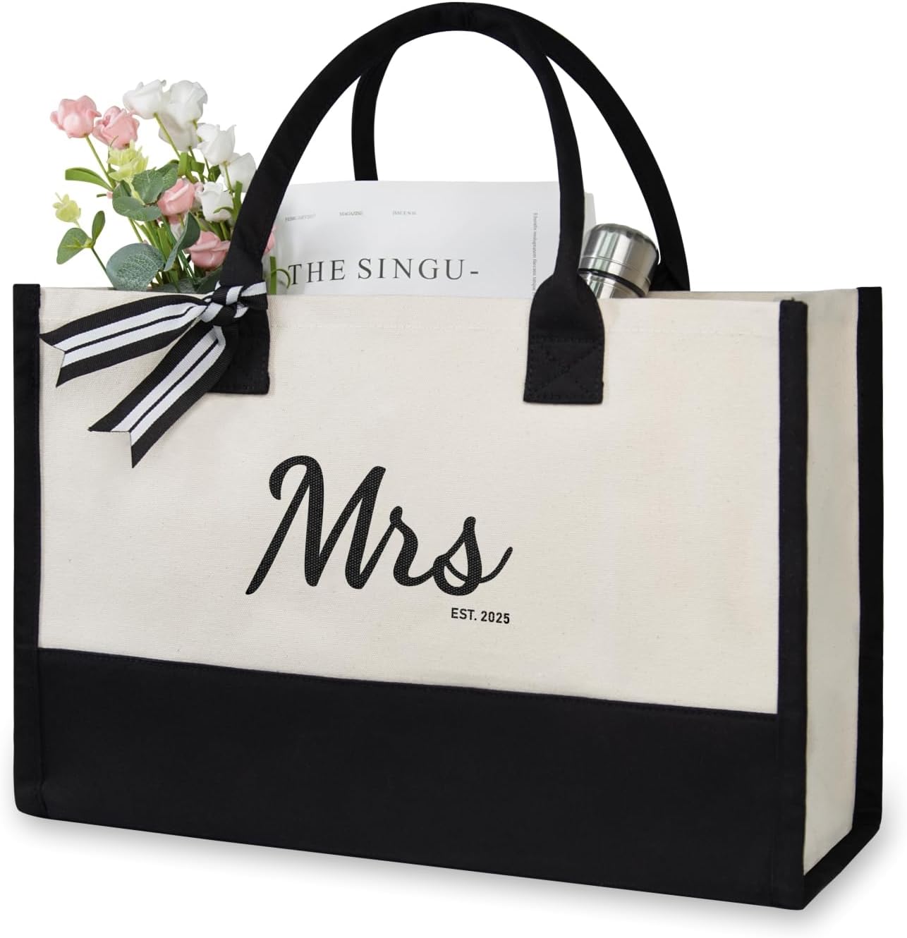 TOPDesign Canvas Tote Bag, Bridal Shower Gifts for Bride, Wedding Bachelorette Bride Gifts Shoulder Bag