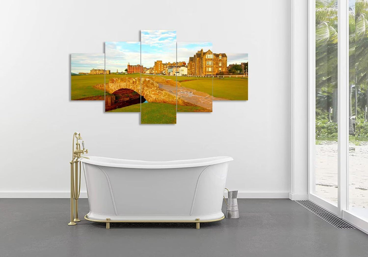 St Andrews Golf Course Wall Art for Living Room Bedroom Home Decorations St Andrews Swilcan Bridge Pictures Posters Framed Artwork Canvas Prints Ready to Hang(50''W x 24''H)