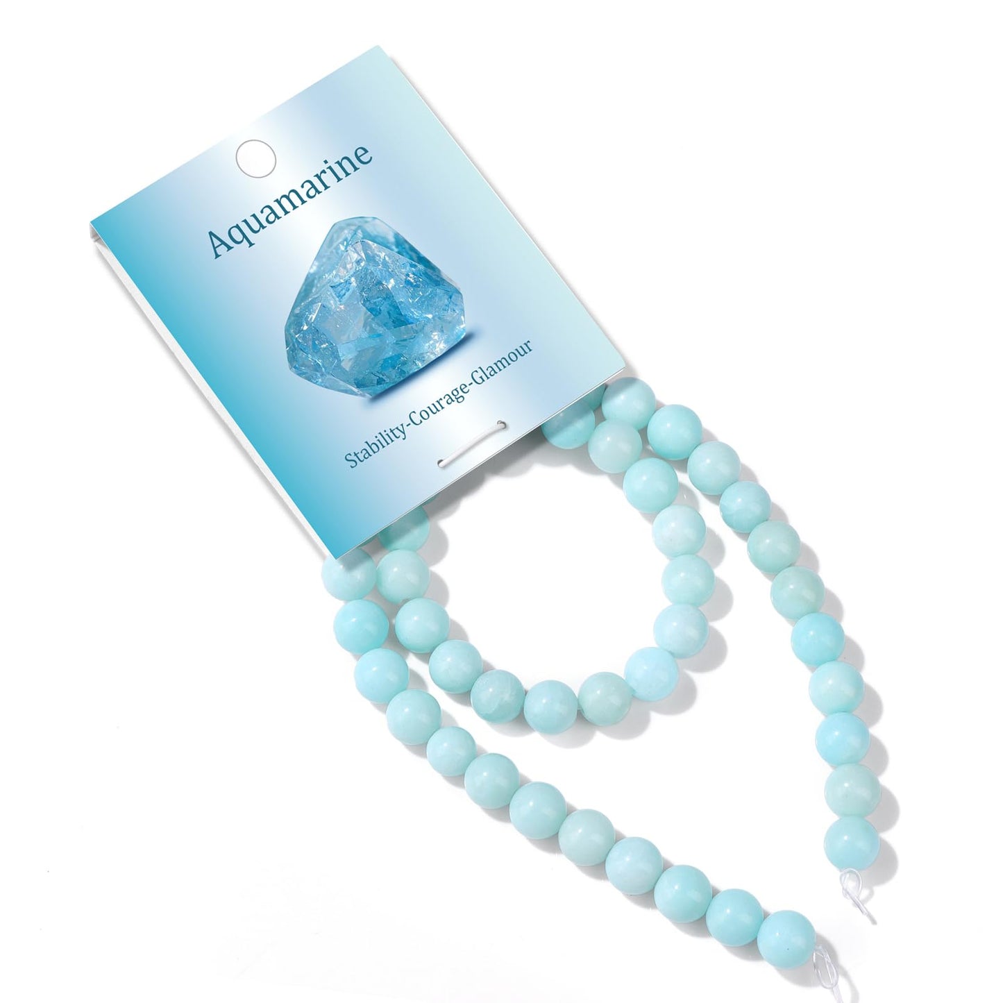 Risyfjew 50PCS 8mm Natural Aquamarine Beads Gemstone Round Loose Beads for Jewelry Making Chakra Crystal Stone Beads for Bracelets Necklace Earrings Making Supplies (50pcs/Strand)