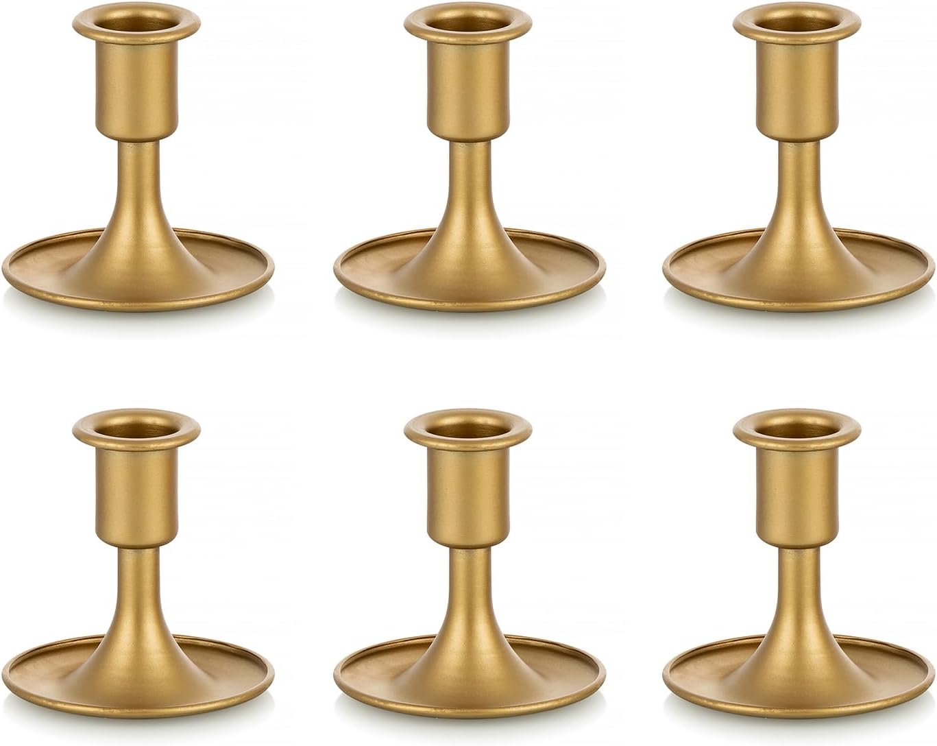 Sziqiqi 6pcs Gold Candlestick Holder for Wedding Centerpiece Small - Candle Holders for Taper Candles Table Centerpieces Alloy Candle Stick Holders for Fireplace Mantle