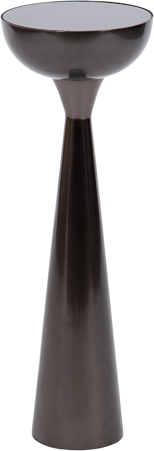 Kate and Laurel Chandon Modern Sophisticated Drink Table; 8 x 8 x 23; Gray Gunmetal; Contemporary Sculptural Plant Pedestal Table with Unique Tinted Tabletop and Polished Metallic Finish