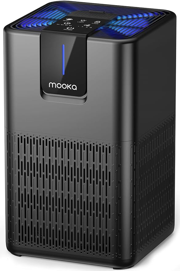 Air Purifiers for Home Large Room Up to 1250 Ft²,MOOKA H13 HEPA Air Purifier for Pets Dust Odor Smoke,Aromatherapy Function,Air Cleaner with 15dB Quiet Sleep Mode for Bedroom Office Living Room,Black