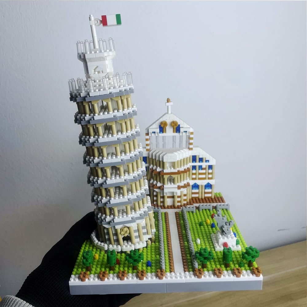 Leaning Tower of Pisa Micro Mini Building Blocks - 8.7"Scale Architecture Model Kit for Adults, Collectible Display Toy with Detailed Manual, STEM Educational Toy for Teens & Adults (1700+ Pieces)