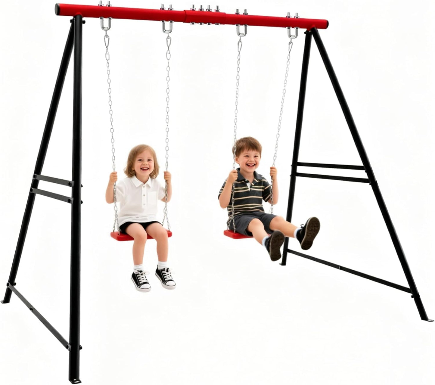 Porch Swing Stand Frame for Both Kids and Adults,440Lbs Heavy-Duty Metal A-Frame for Swing Sets for Backyard (Frame Only) (Deep Red-2person)