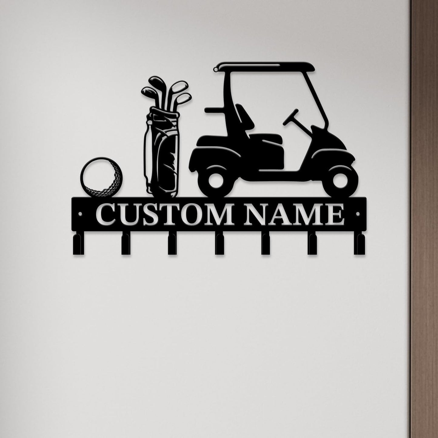 Personalized Custom Name Golf Ball Wall Keys Hooks,Metal Golf Art Clothes Hooks,Metal Golf Lover Wall Home Storage Decorative,For Front Door, Hallway, Kitchen, Bedroom,Keys,Hats (Style G)