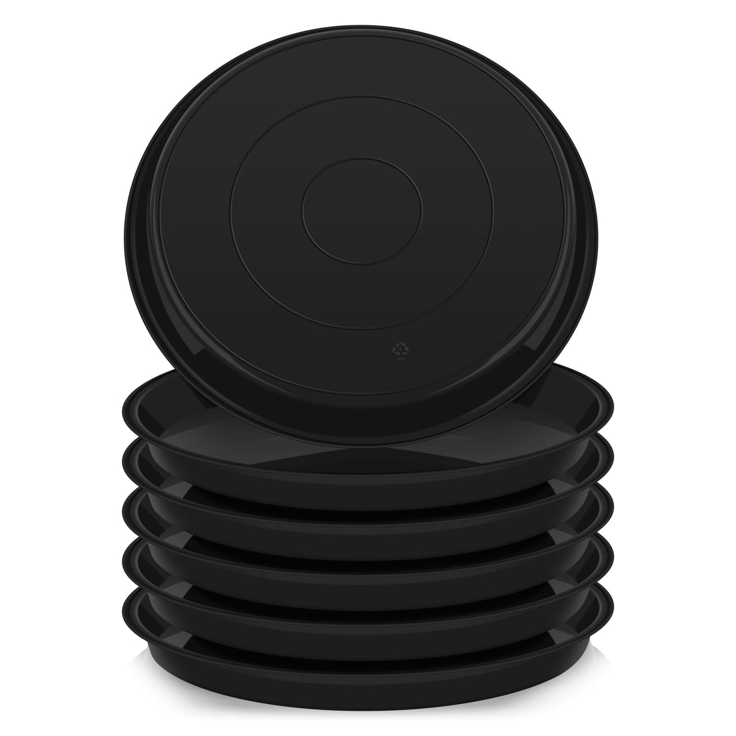 VUWEZ 6 Pack of 25 inch Plant Saucer, Plant Tray 20 Inch Round, Plant Saucers for Indoors, Plant Trays for Pots, Flower Pot Saucers, Pot Saucers for Planter 19-26" (25", Black)
