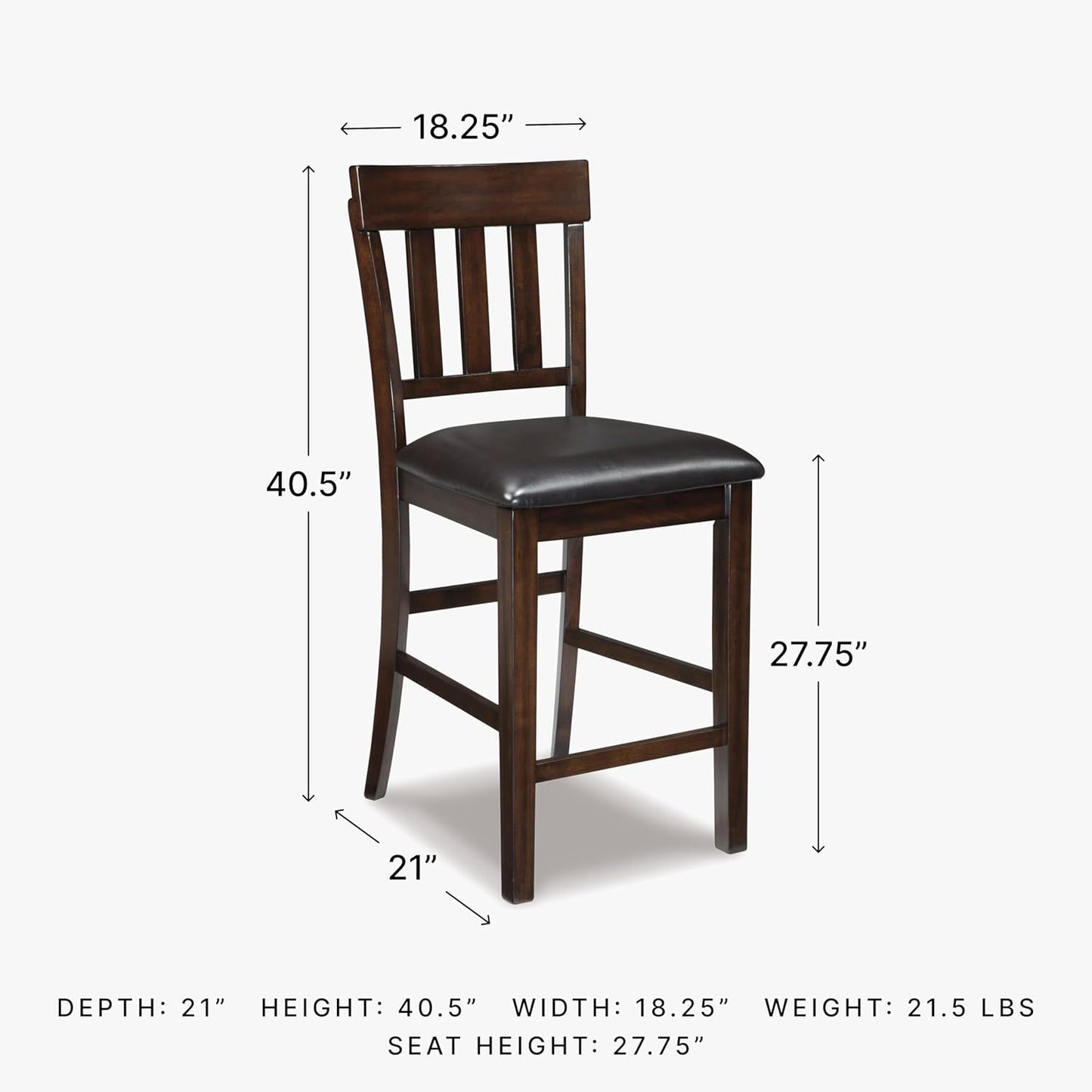 Signature Design by Ashley Haddigan 24" Counter Height Upholstered Barstool 2 Count, Dark Brown