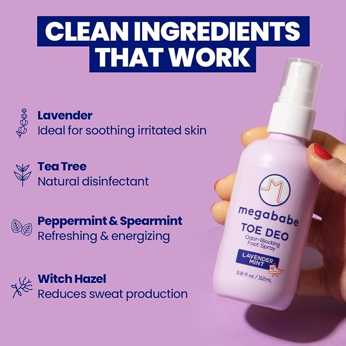 Megababe Toe Deo Odor-Blocking Foot Spray | 3.8 fl oz