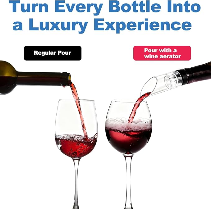 2PCS Wine Aerator Pourer,Wine Air Aerator 2-in-1 Aerating Spout and Decanter Wine Pourer for BBQ,Camping,Party,Restaurant