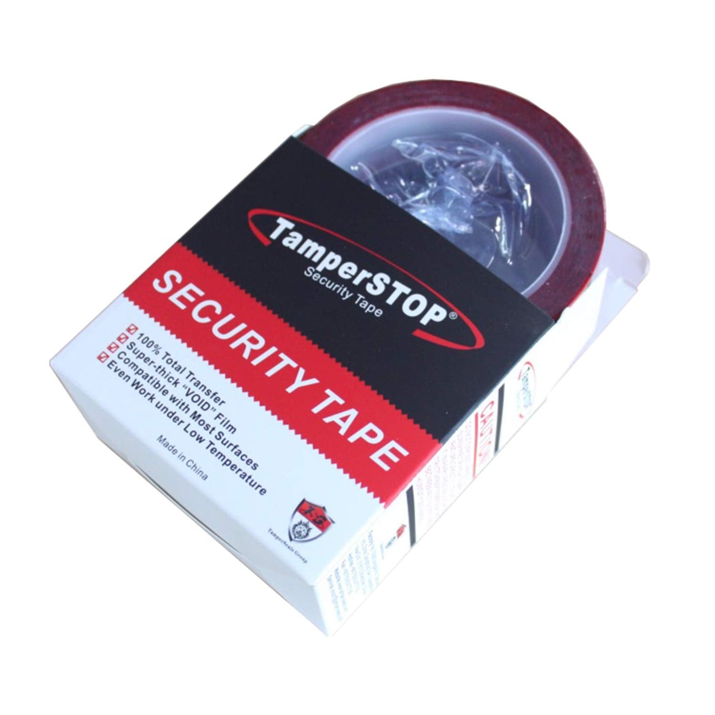 TamperSeals Group - 2 Rolls 100% Total Transfer Tamper Proof Security Seal Tapes (1 Inch x 55 Yards x 2 Mil, Ultra-Thick “Void” Film, Red)