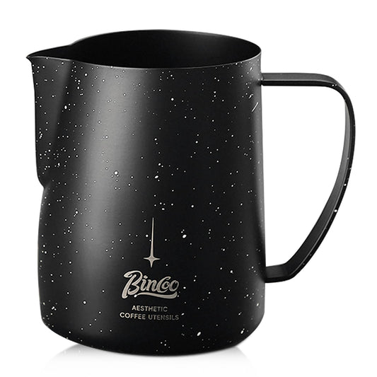 Bincoo Star Milk Frothing Pitcher 21oz/600ml,Espresso Steaming Pitcher,Espresso Machine Accessories,Milk Frother cup,Milk Coffee Cappuccino Latte Art for Home Coffee Bar(Black 20oz)