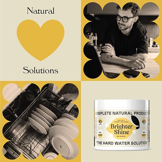 Brighter Shine - 60 Uses, Natural Lemon Dishwasher Additive & Citric Acid Cleaner, Hard Water Spots Remover