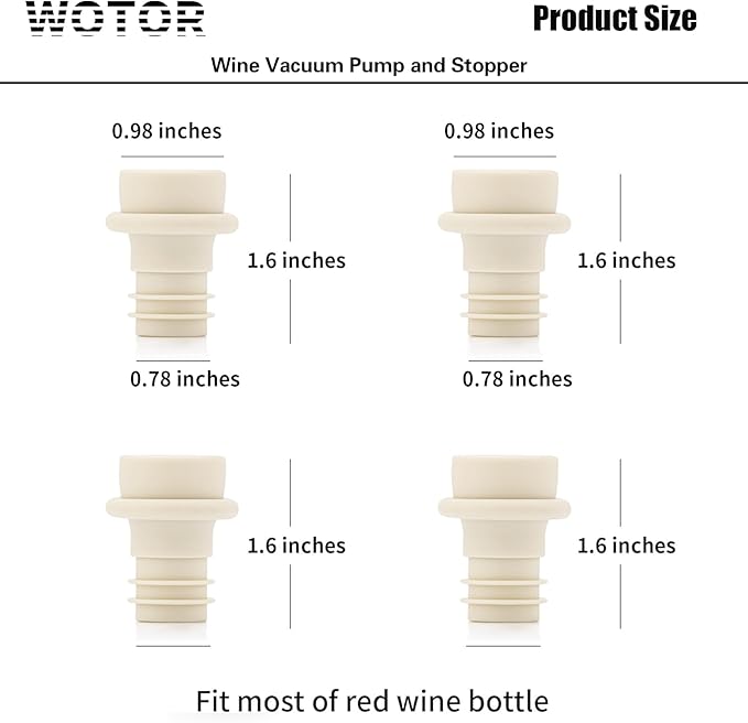 WOTOR Wine Stoppers Vacuum, Wine Saver, Wine Pump Vacuum Stoppers, Wine Preserver, Reusable Bottle Sealer Keeps Wine Fresh (Cream, 6 Pieces)