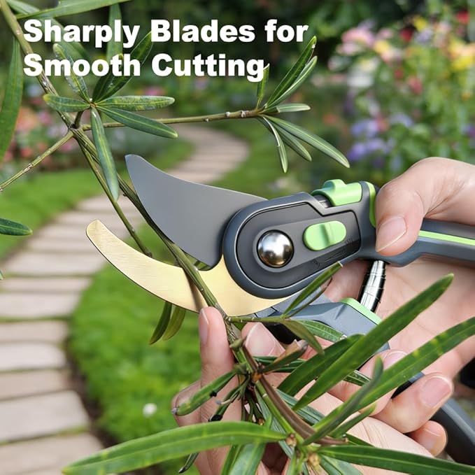 Pruning Shears for Gardening, Sharp Stainless Steel Blade Garden Scissors Plant Flower Garden Clipper (Green)