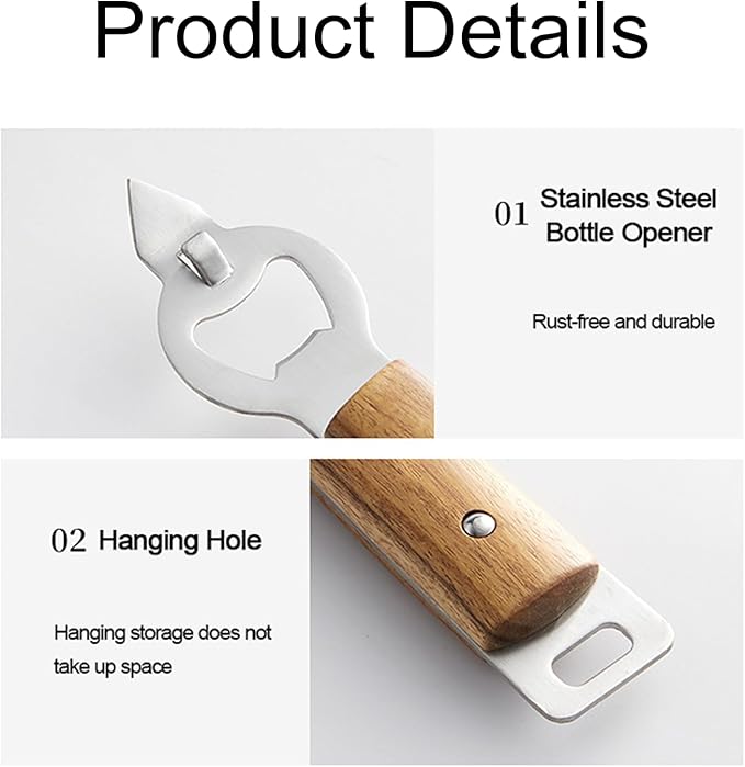 Beer Bottle Opener, Pop Top Can Opener, 2 in 1 Handheld Cap Remover and Ring Pull Tab Opener Lifter for Beer, Soda & Cans, Ideal for Camping, Kitchen, Bar Use