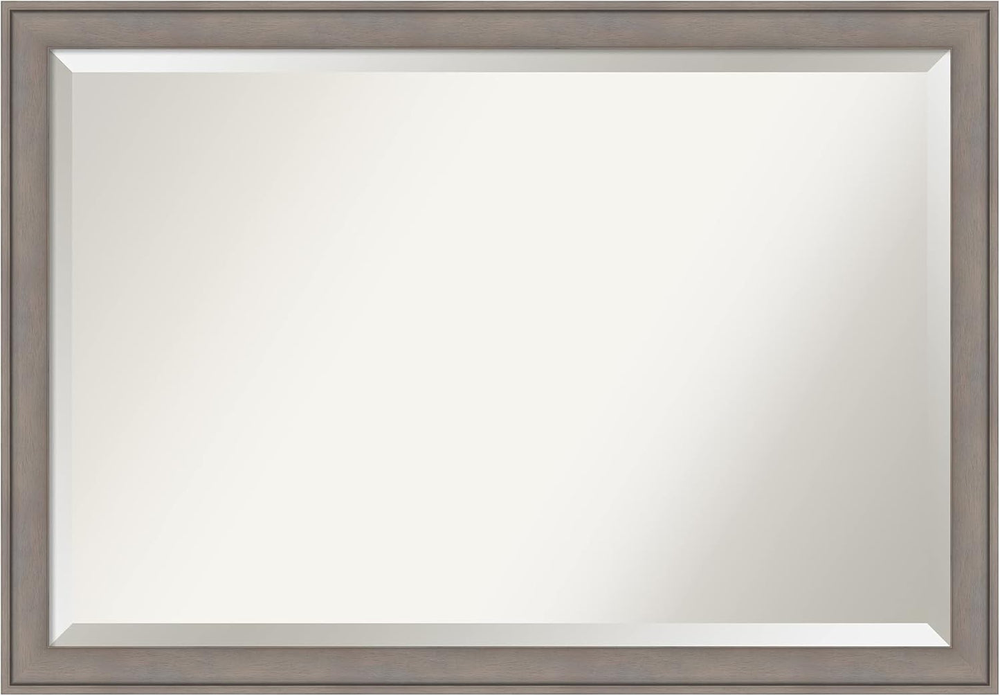 Amanti Art Grey Wall Mirror 28x40 Greywash Rectangle Bathroom Mirror for Wall Decor Living Room, Large Country Rustic Wood Frame, Hangs Horizonally and Vertically, Bathroom Decor, Beveled Edge