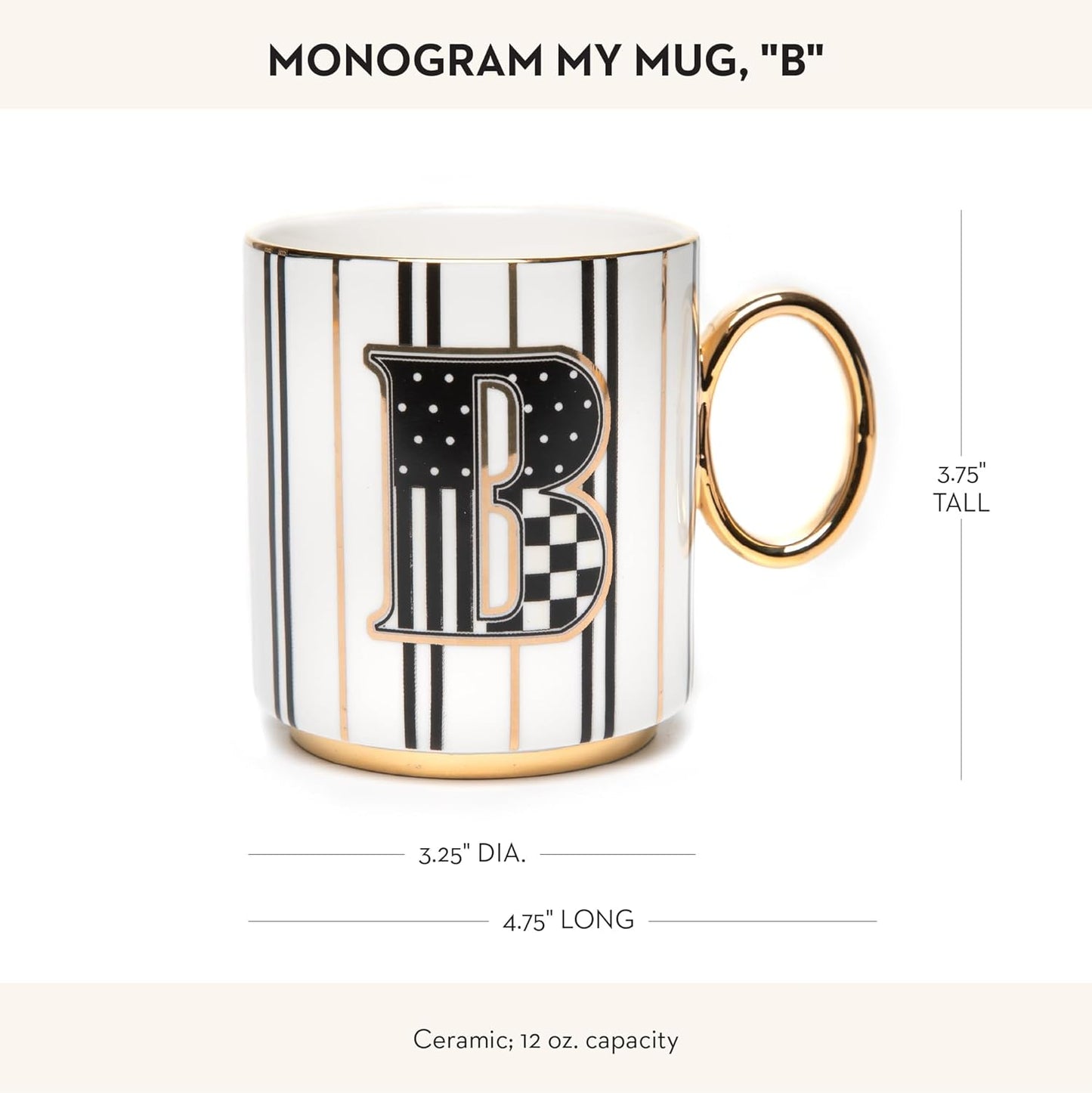 MACKENZIE-CHILDS My Mug, Decorative Ceramic Coffee Mug with Handle, B