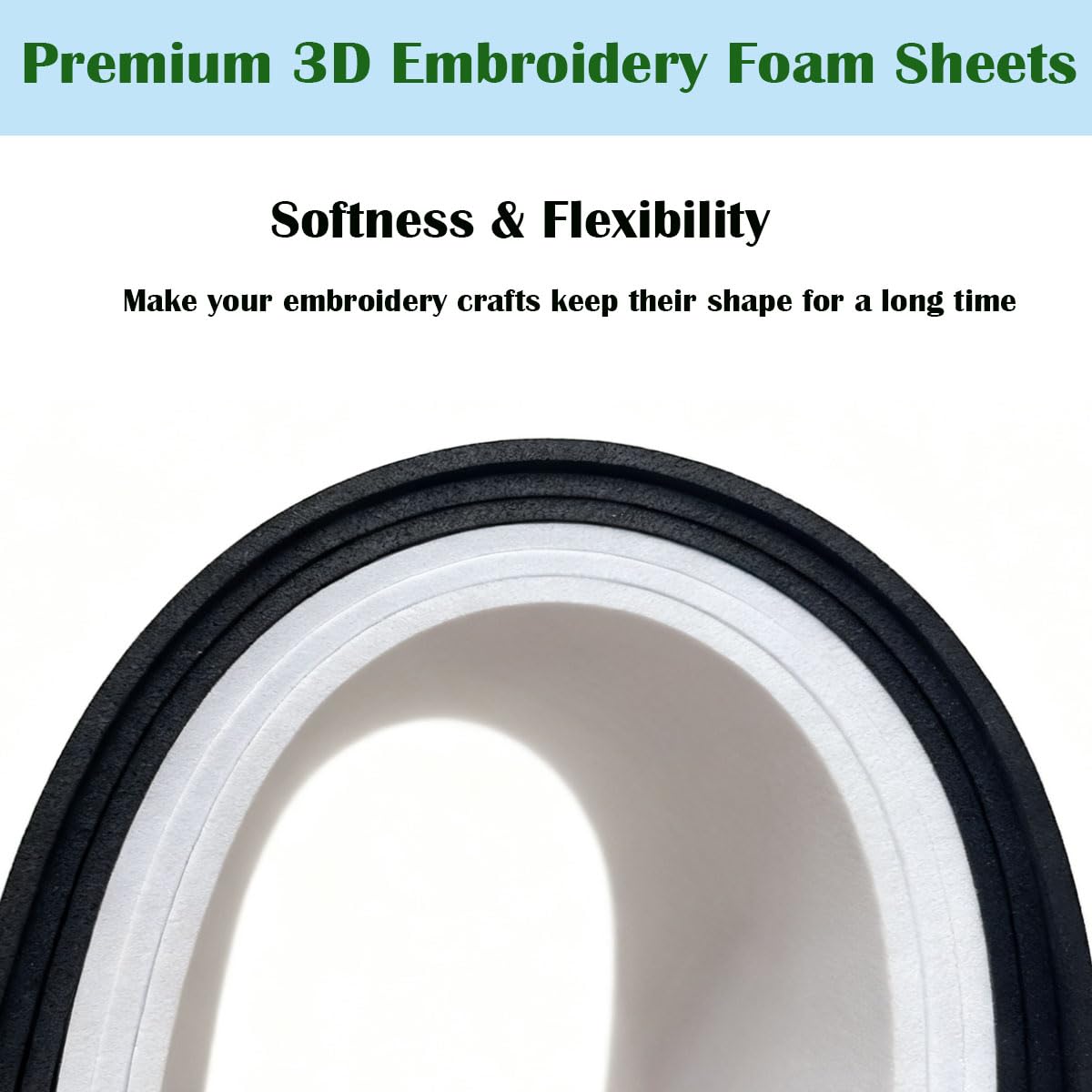 BLOSSIONA 24pcs 3mm Embroidery Foam Sheets for 3D Embroidery Arts and Crafts 9x6 Inch EVA Foam for Cosplay Costumes DIY Projects 3D Puff Foam Embroidery for Hats (Black&White)