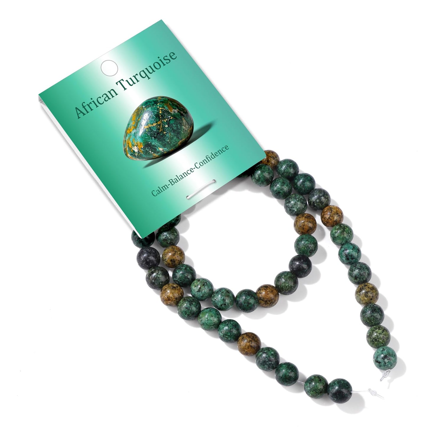 Risyfjew 50PCS 8mm Natural African Turquoise Beads Gemstone Round Loose Beads for Jewelry Making Chakra Crystal Stone Beads for Bracelets Necklace Earrings Making Supplies (50pcs/Strand)
