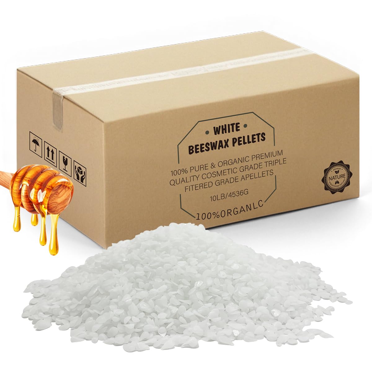 Beeswax Pellets 10LB, Organic White Bees Wax for DIY Candles, Beeswax for Candle Making, Skin, Body, Face, and Hair Care, Lotions, DIY Creams, Lip Balm and Soap Making Supplies