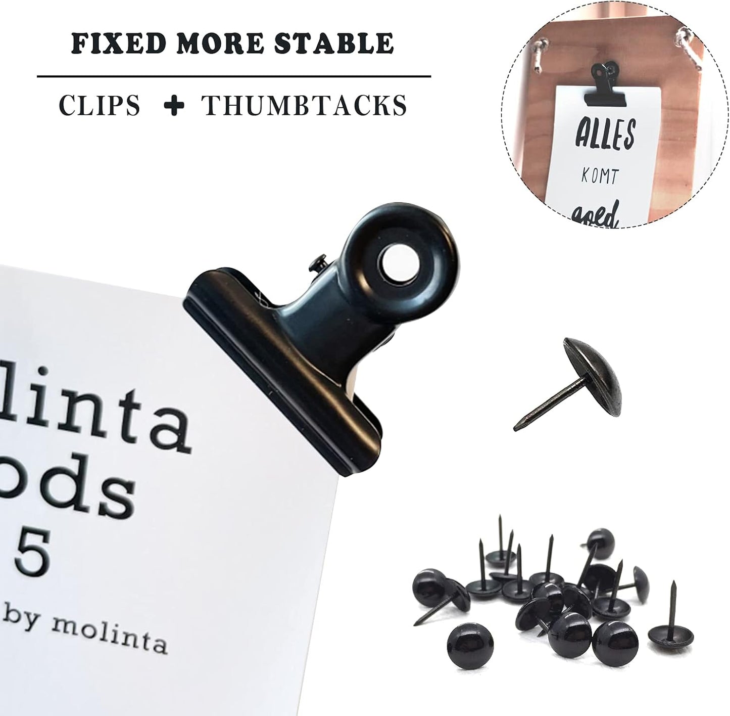 Bulldog Black Metal Binder Clips with Strong Spring - Small, 38 mm, Seal Clamps for Coffee Tea Food Bags, Decorative Clips for DIY Photo Grid