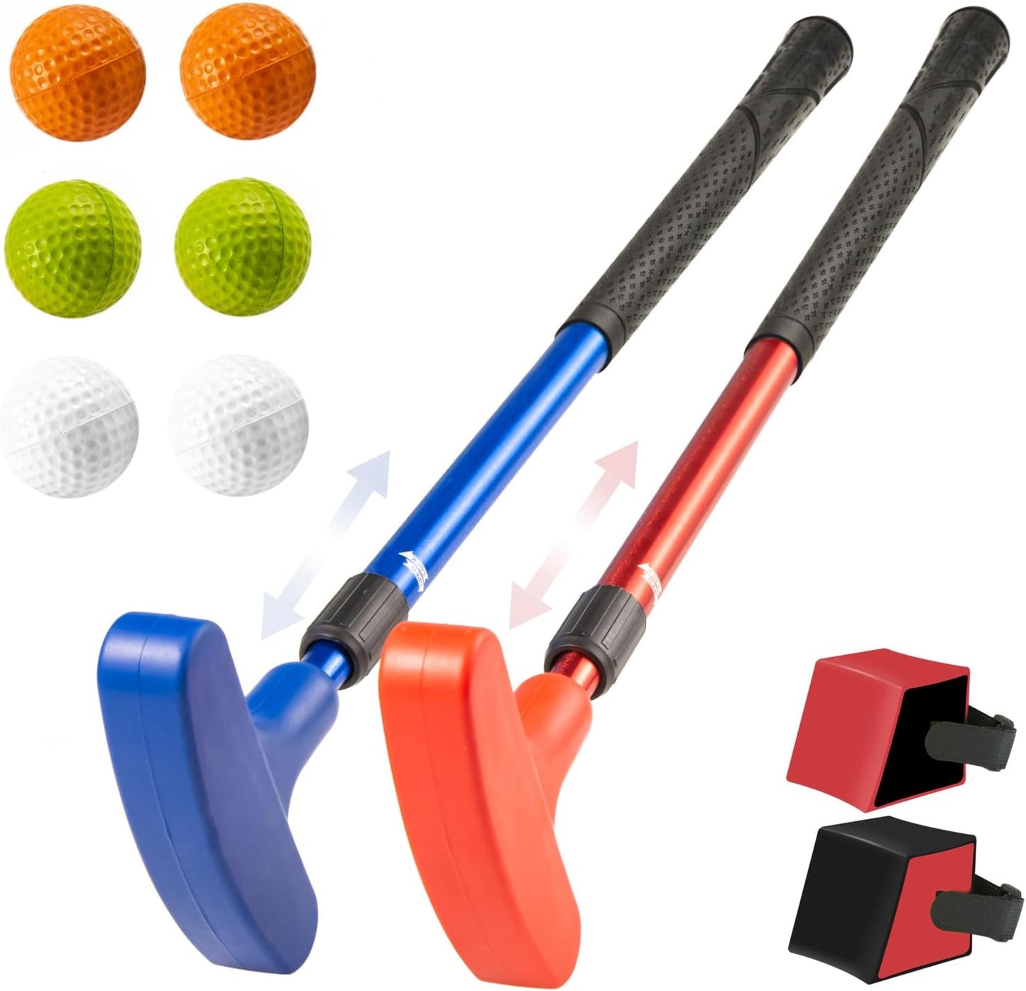 Mini Golf Clubs, 2 Pack Mini Golf Putter and Foam Balls for Men and Women with 2 Golf Training Aid and 6 Foam Golf Balls, Adjustable Length Golf Putter Set Suitable for Teenagers and Adults
