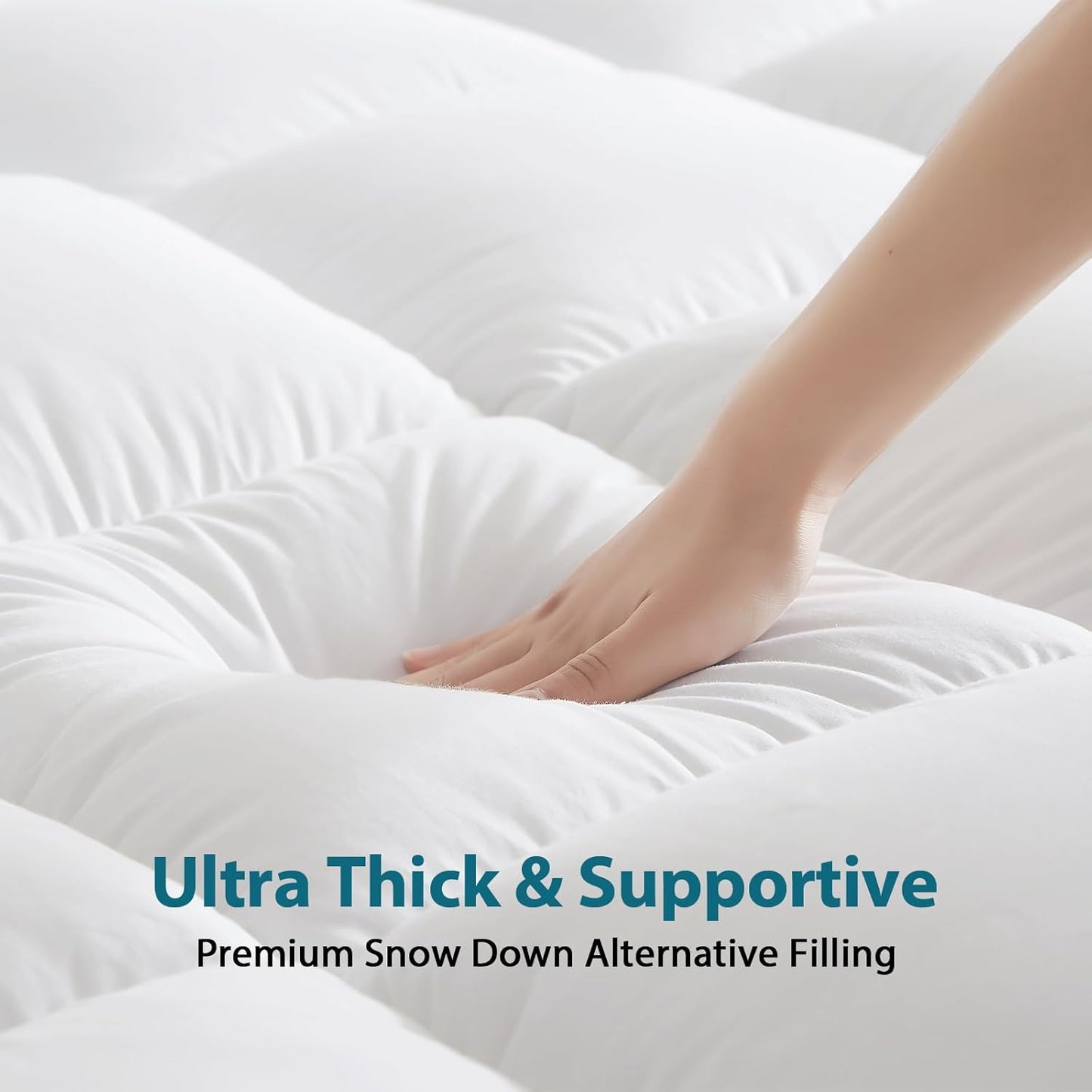 CYMULA California King Mattress Topper - Extra Thick Cooling Mattress Pad Cover for Back Pain - Soft Mattress Protector Bed Topper Pillow Top with 8-21 Inch Deep Pocket 3D Snow Down Alternative Fill