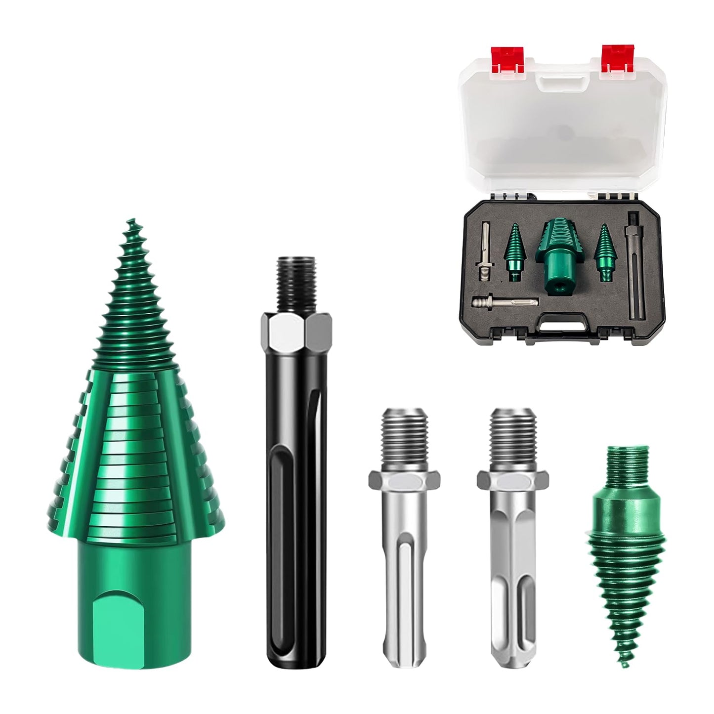 50mm Log Splitting Drill Bit with Anti-Stuck Tech, Heavy-Duty Firewood Splitter Wet & Dry Wood | S-DS-Pl-us/S-DS-Max Compatible | Quick-Change Detachable Head
