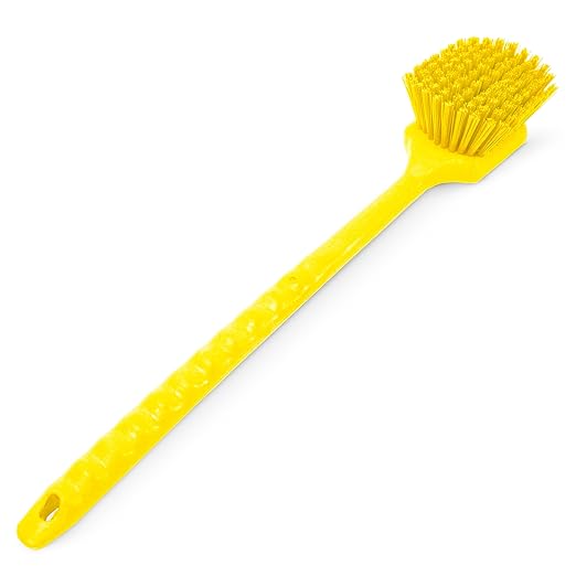 SPARTA 40501EC04 Plastic Large Scrub Brush, Kitchen Brush, Utility Brush With Long Handle For Cleaning, 20 Inches, Yellow, (Pack of 6)