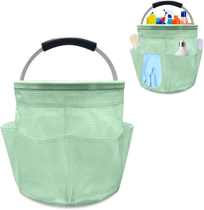 Cleaning Caddy for Cleaning Supplies, 17L Cleaning Supply Caddy with Handle Foldable Cleaning Supplies Organizer Bucket Tool Bag Organizer Cleaning Products Organizers for Home, Garden (Green)