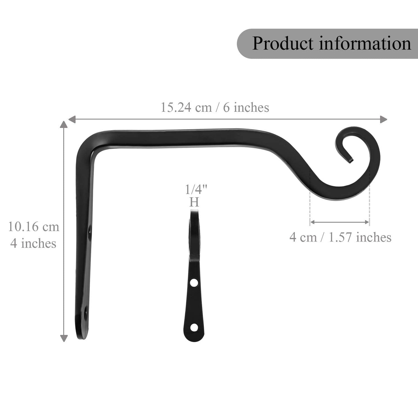 onepeng 2 Pack Outdoor Heavy Duty Plant Hangers, Black Metal Wall Hooks Hanging Brackets for Flower Baskets, Bird Feeders, Lanterns, Wind Chimes, Patio Garden Porch Indoor Outdoor Use