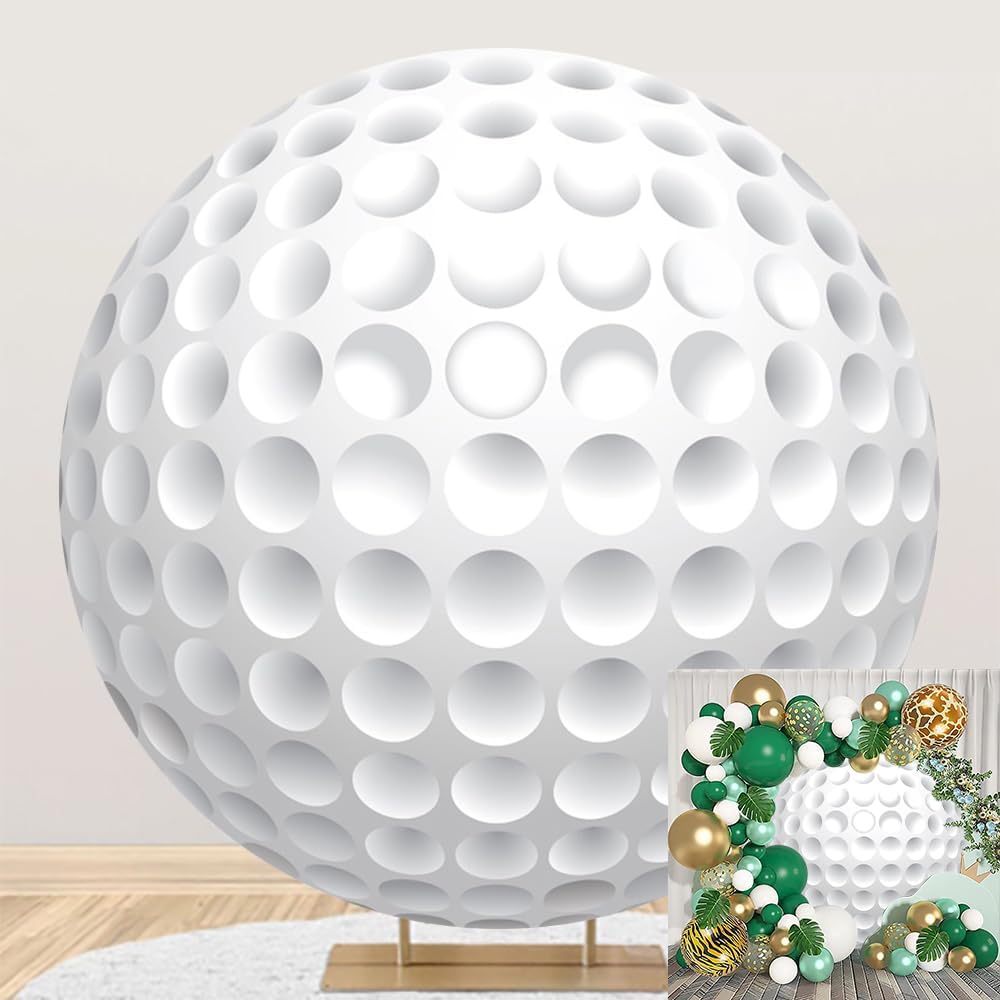 Leyiyi 4x4ft Golf Birthday Party Round Backdrop Cover Outdoor Sports Theme Photography Background Circle Backdrop Cover for Golf Sports Themed Birthday Party Decoration Golf Club Lovers Photo Prop
