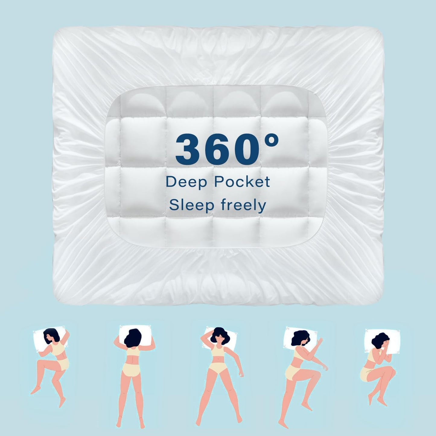 Anluoer California King Mattress Topper, Memory Foam Pillow Top Mattress Topper for Back Pain, Extra Thick Breathable Mattress Pad with 8-21" Deep Pocket, 72x84 Inches, White