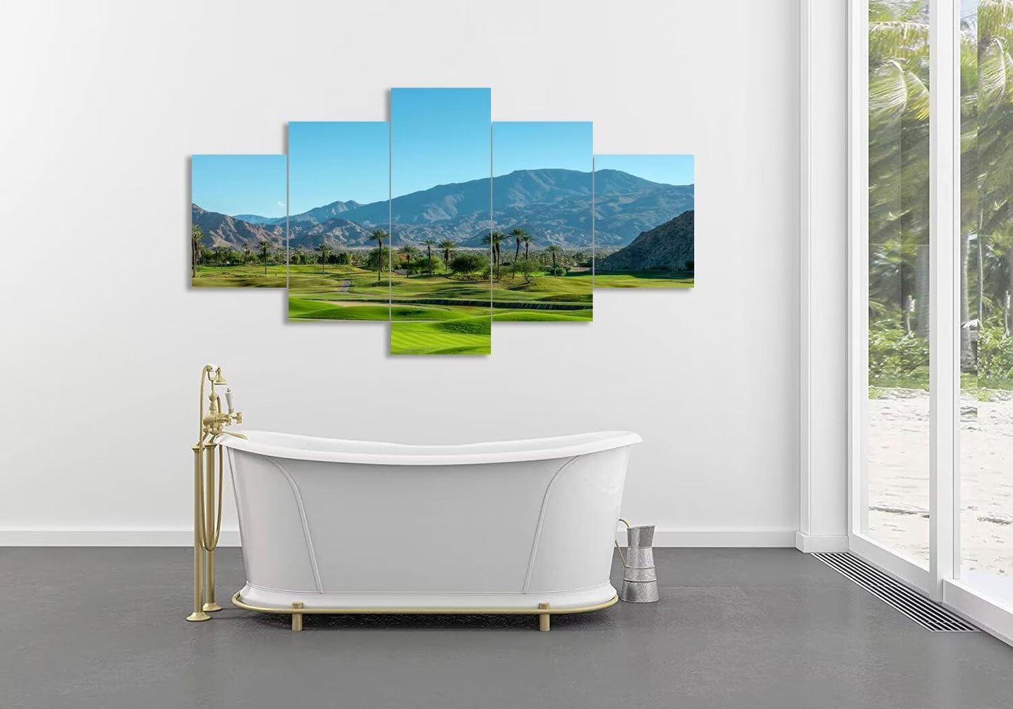 California Golf Course and Palm Tree Wall Art for Office Living Room Bedroom Home Decorations Gifts USA California Golf Course Pictures Framed Artwork Canvas Prints Ready to Hang(60''W x 32''H)