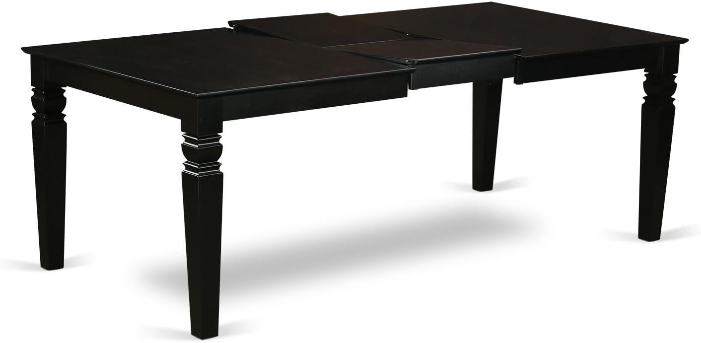East West Furniture LGPF7-BLK-C 7 Piece Kitchen Table Set Consist of a Rectangle Dining Table with Butterfly Leaf and 6 Linen Fabric Upholstered Dining Chairs, 42x84 Inch, Black
