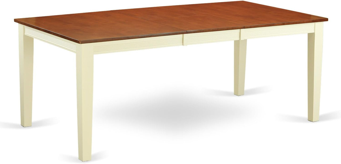East West Furniture QUPL5-WHI-W 5 Piece Modern Dining Table Set Includes a Rectangle Wooden Table with Butterfly Leaf and 4 Dining Chairs, 40x78 Inch, Buttermilk & Cherry