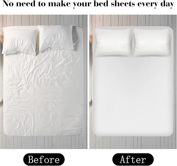 Morcheiong Bed Sheet Fasteners Straps Adjustable Bed Sheet Holder Bands with Sheet Clips for Bedding Stays Bedsheet Tie Downs, Set of 2