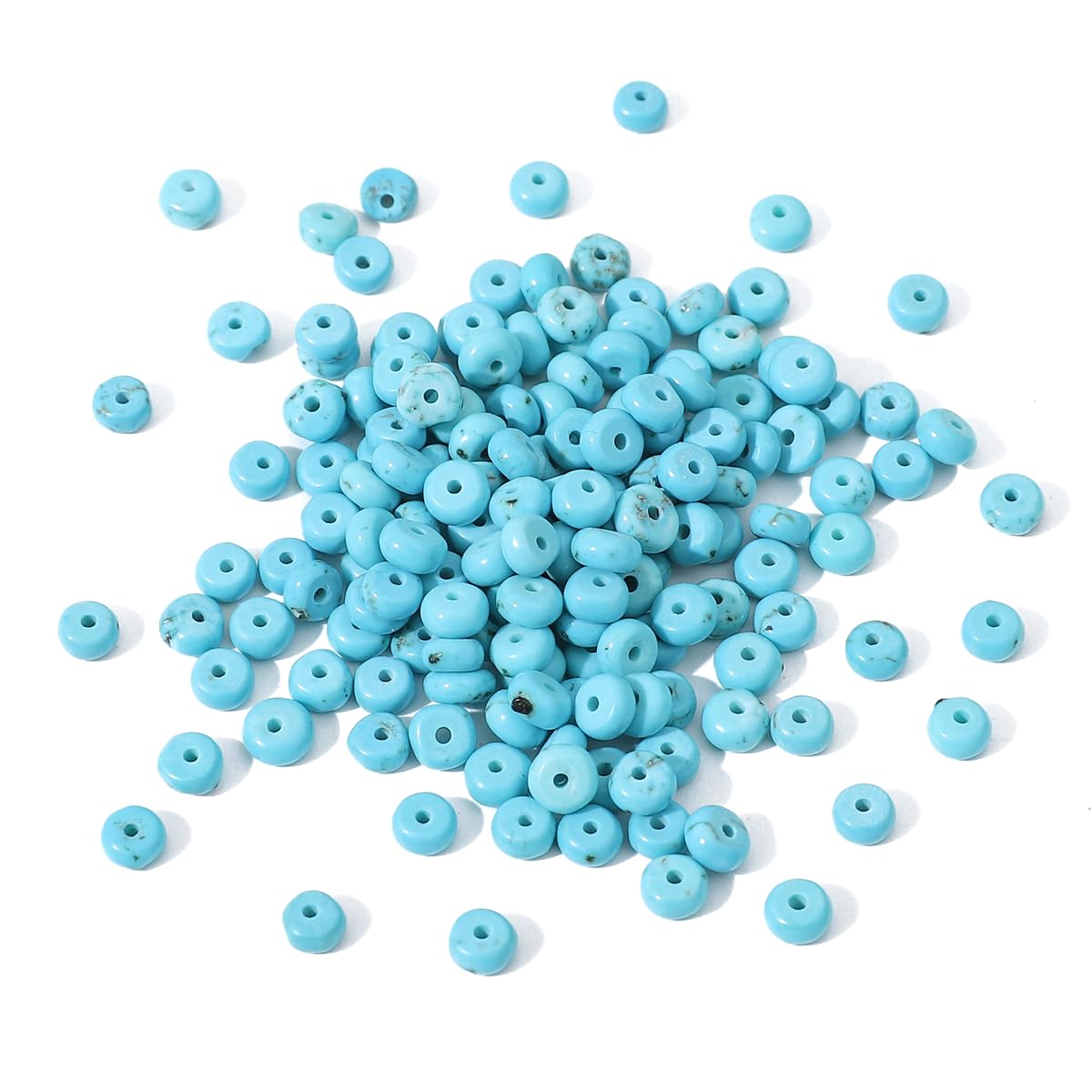 BEADIA Natural Blue Turquoise Disk Stone Beads 4x2mm 160pcs Rondelle Loose Semi Gemstone Beads for Jewelry Making Design