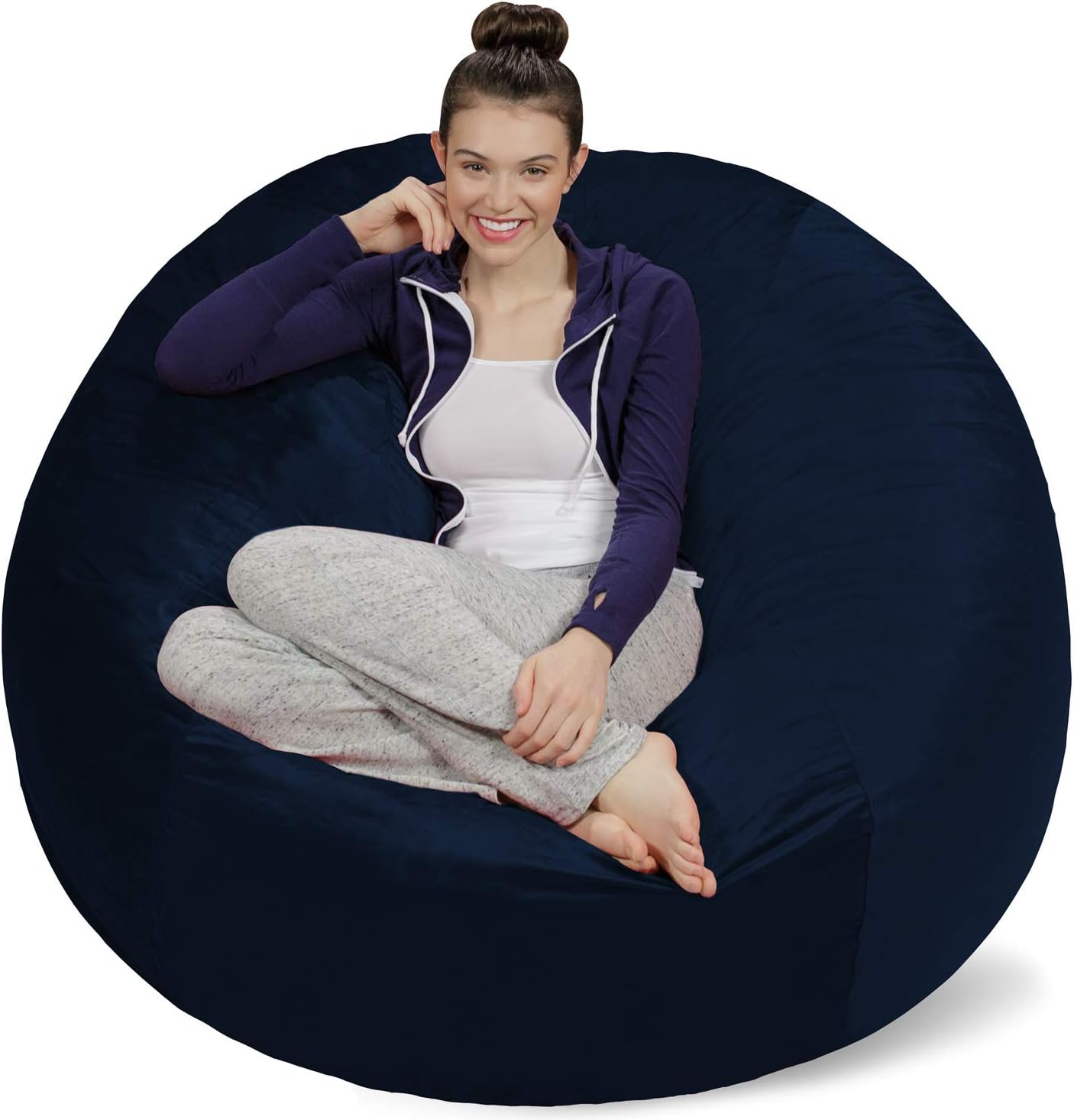Sofa Sack Bean Bag Chair - Plush, Ultra Soft - Memory Foam Bean Bag Chair with Microsuede Cover - Stuffed Foam Filled Furniture and Accessories for Dorm Room 5 Feet - Navy